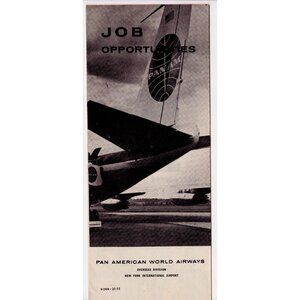 Pan Am Job Opportunities Brochure | Airline Hiring Guide Pre-1963 Jet Age